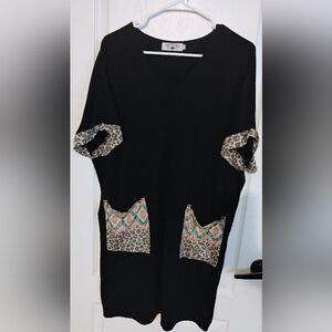 Crazy Train Black Tunic with Leopard and Patterned Accents